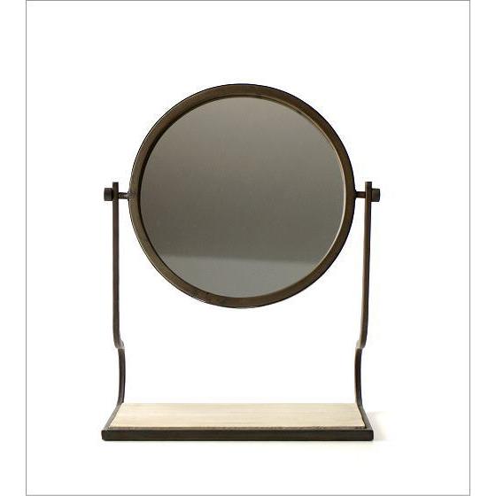 鏡 卓上ミラー スタンドミラー 丸型 おしゃれ 大きめ アンティーク調