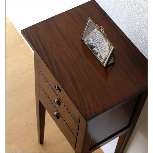 チェスト 花台 スリム マホガニー 無垢 玄関 引き出し コンソール