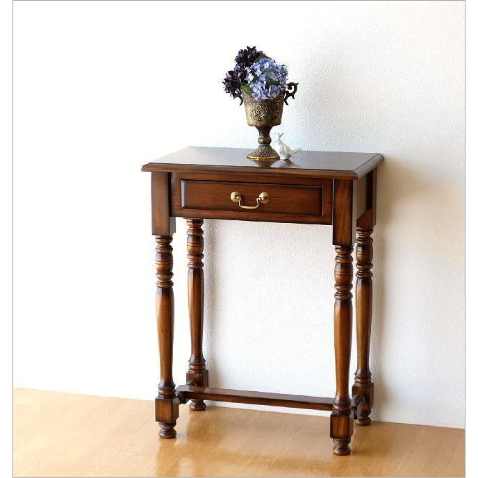英国アンティーク コンソールテーブル/飾り台/花台/電話台 引き出し付き 英国アンティーク コンソールテーブル/飾り台/花台/電話台 引き出し