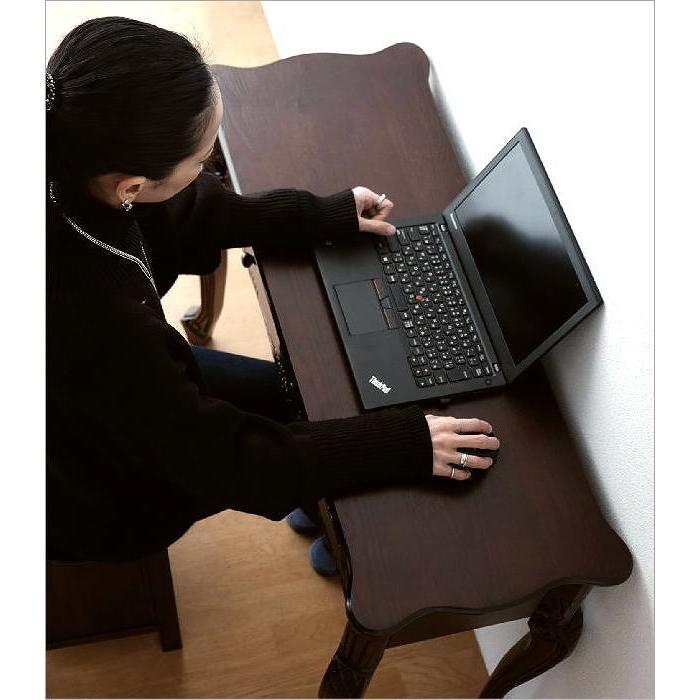 デスク 机 アンティーク調 木製 スリム 薄型 パソコンデスク PCデスク