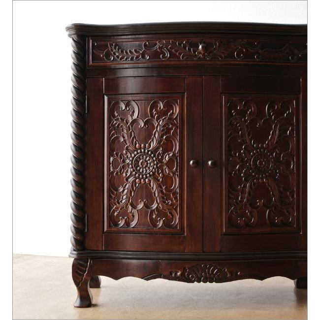 アンティーク 家具 サイドボード 収納家具 電話台 FAX台 猫脚 完成品