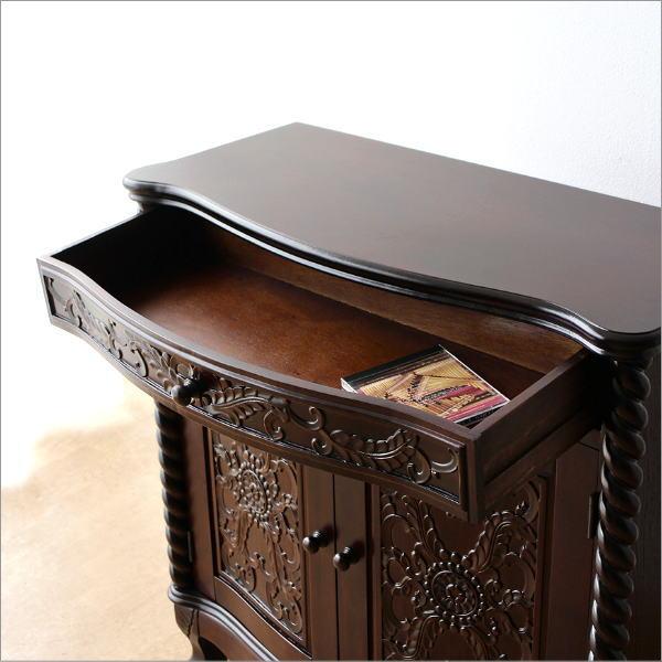 アンティーク 家具 サイドボード 収納家具 電話台 FAX台 猫脚 完成品