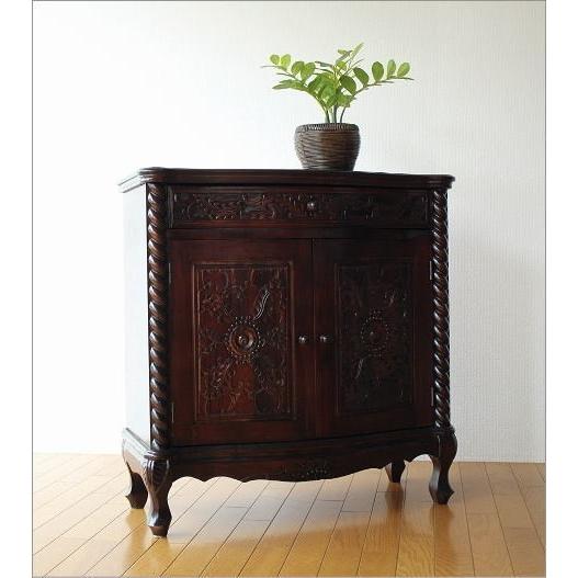 アンティーク 家具 サイドボード 収納家具 電話台 FAX台 猫脚 完成品