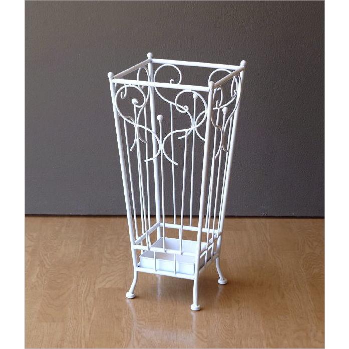 傘立て 傘たて 傘立 白 ホワイト 四角 アイアン 外置き スリム