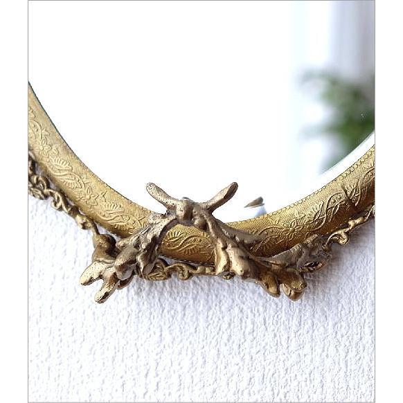 鏡 ミラー 壁掛けミラー ウォールミラー おしゃれ 真鍮 アンティーク風