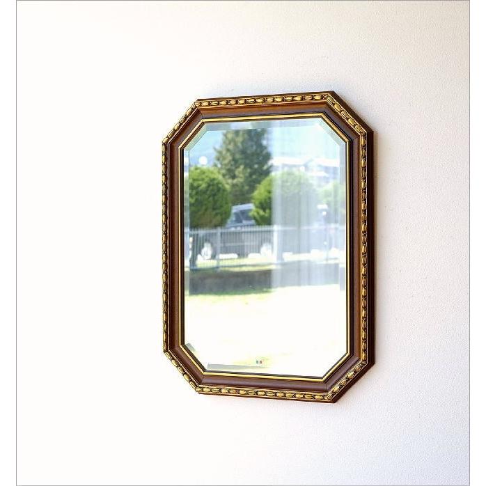 鏡 壁掛けミラー アンティーク イタリア製 八角 ウォールミラー
