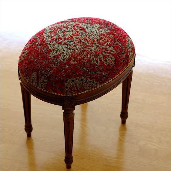 スツール アンティーク クラシック おしゃれ 椅子 いす 布張り 木製