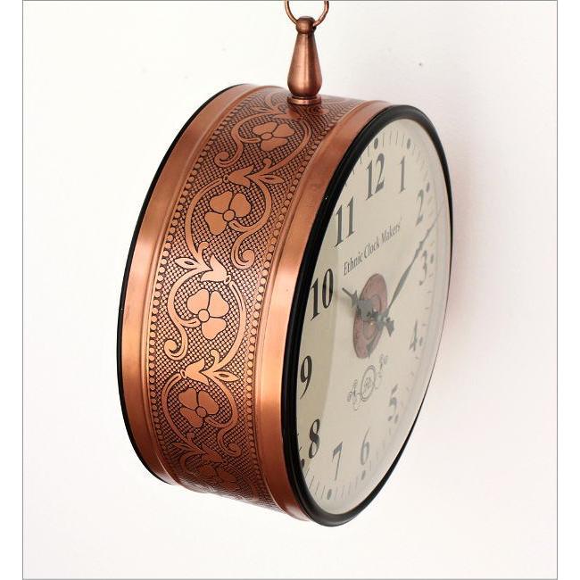 壁掛け時計 アンティーク レトロ おしゃれ 両面 掛け時計 見やすい