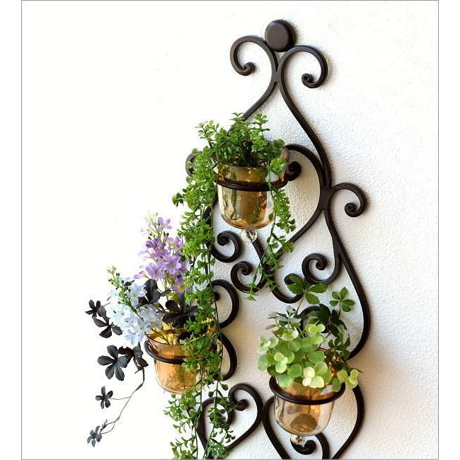 花瓶 花びん 壁掛け フラワーベース ガラス アイアン おしゃれ