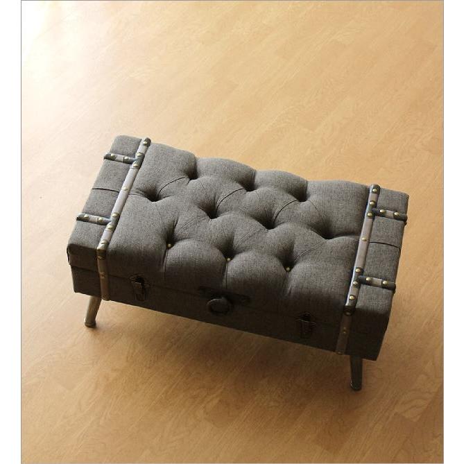 アンティーク調トランク型収納ケース付きレザーベンチスツール木製足オットマン椅子 トランクベンチ 収納スツール おしゃれ アンティーク トランク