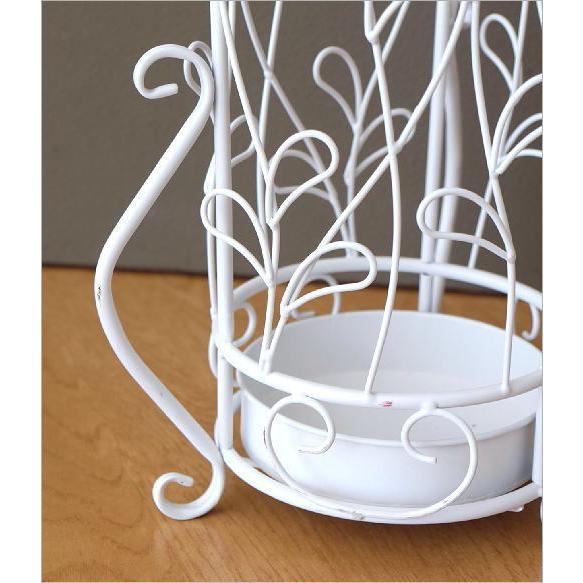 ホワイトアイアン傘立て 植物モチーフ