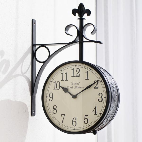 掛け時計 壁掛け時計 おしゃれ 両面時計 アンティーク レトロ 北欧