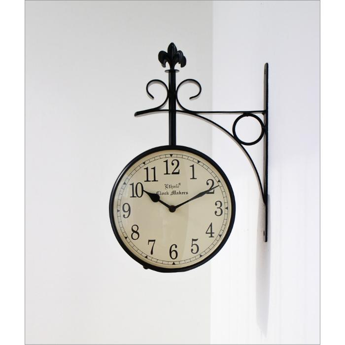 掛け時計 壁掛け時計 おしゃれ 両面時計 アンティーク レトロ 北欧