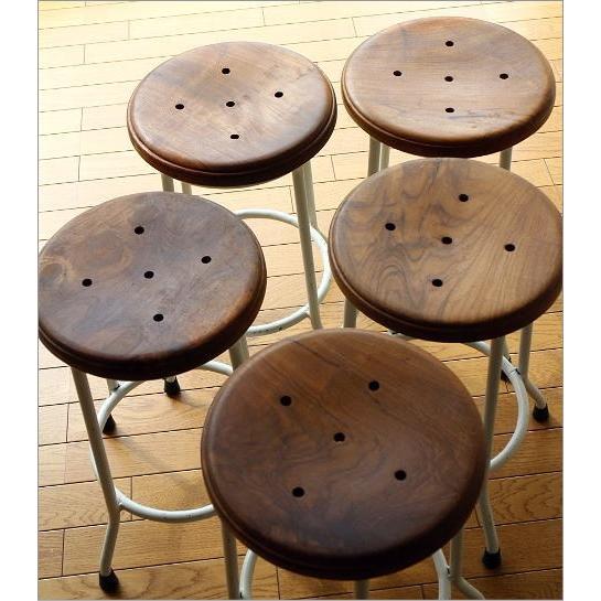 ハイスツール 木製 アイアン 椅子 カウンターチェア レトロ 高さ50cm