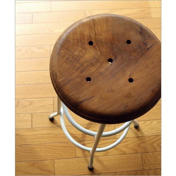 ハイスツール 木製 アイアン 椅子 カウンターチェア レトロ 高さ70cm