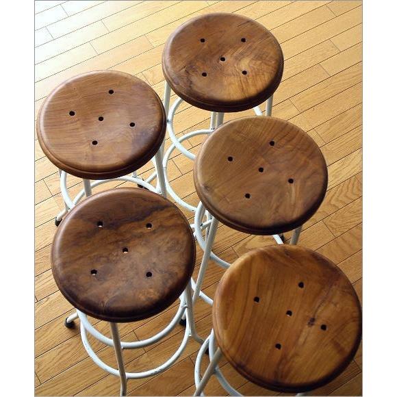 ハイスツール 木製 アイアン 椅子 カウンターチェア レトロ 高さ70cm