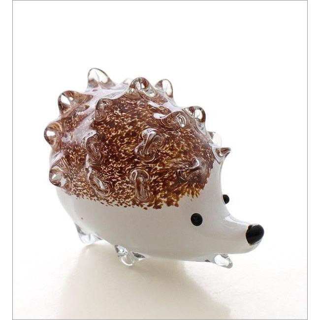 ハリネズミ 置物 オブジェ おしゃれ ガラス かわいい 手のひらサイズ