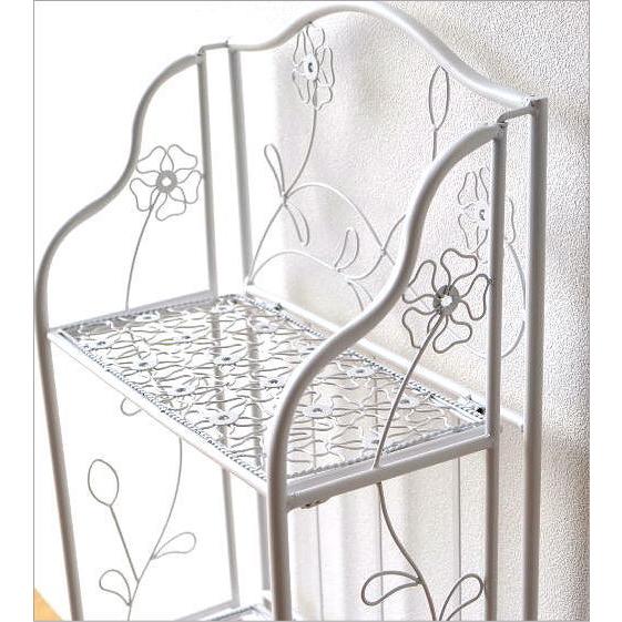 棚 シェルフ アイアン 3段 スリム 薄型 折りたたみ ホワイト 白