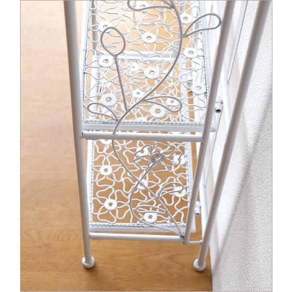 棚 シェルフ アイアン 3段 スリム 薄型 折りたたみ ホワイト 白