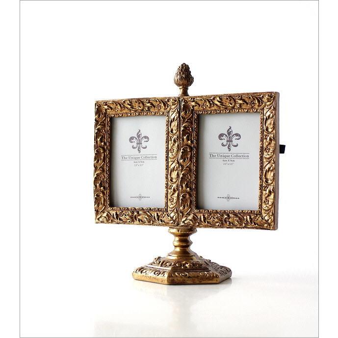 フォトフレーム 写真立て おしゃれ 卓上 アンティーク 2面 2枚 2例 ツイン クラシック エレガント ヨーロピアン ダブルスタンドフォトフレーム Ebn7428 ギギリビング 通販 Yahoo ショッピング
