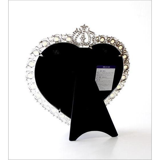 鏡 壁掛けミラー 卓上ミラー ハート型 パール ビジュー エレガント