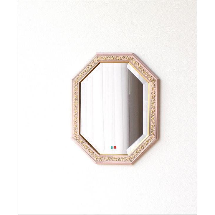 鏡 アンティーク 壁掛けミラー イタリア製 八角 ウォールミラー
