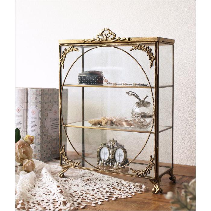 ガラスケース 真鍮 ショーケース アンティーク ゴールド 扉付き