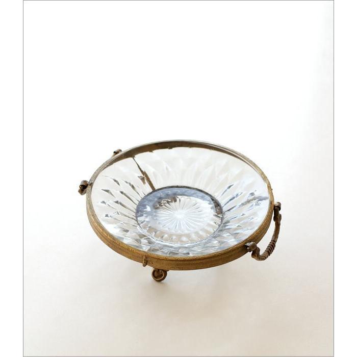 脚付きガラス皿真鍮台座ガラス柱