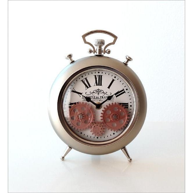 置時計 モダンクラシック シルバー アンティーク レトロ メタル