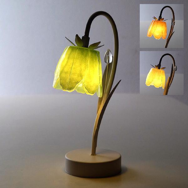 テーブルランプ 卓上ランプ チューリップ 花型 ガラスシェード LED