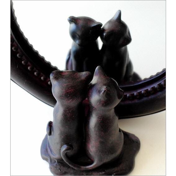 鏡 卓上ミラー 猫 ネコ ねこ 雑貨 置物 置き物 オブジェ グおしゃれ