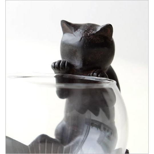 花瓶 花びん おしゃれ ガラス フラワーベース 猫 置物 置き物 雑貨 ネコ ねこ オブジェ かわいい 可愛い ポプリ入れ物 子ネコのミニベース｜gigiliving｜03