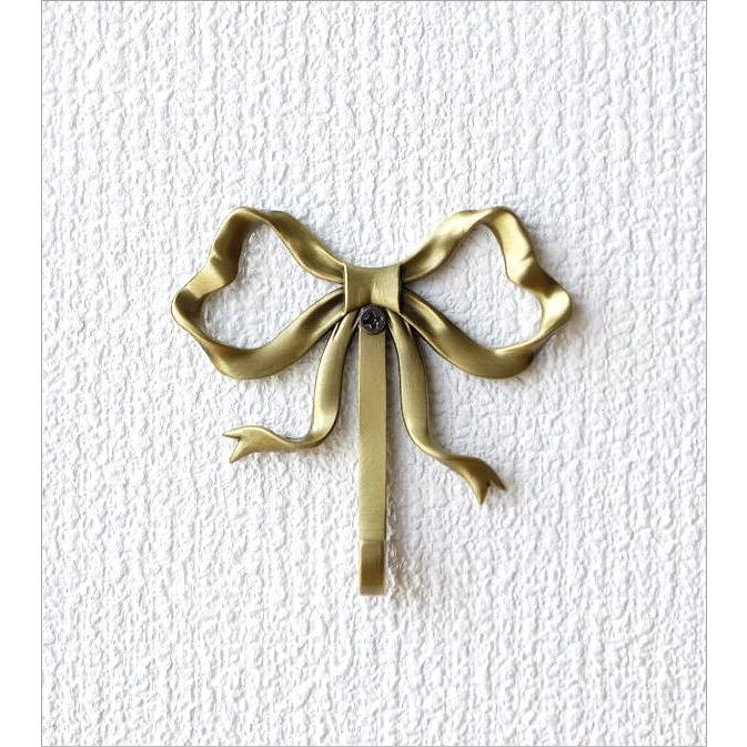 壁掛けフック ウォールフック アイアン リボン 壁掛けキーフック