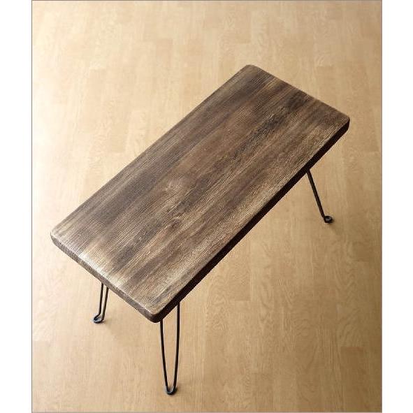 ローテーブル 折りたたみ 木製 アイアン 天然木 長方形 座卓 コンパクト ブラウン ウッド折り畳みテーブル レクタングル｜gigiliving｜04