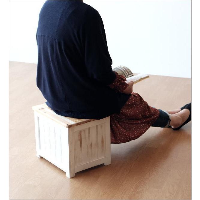 スツール 収納 木製 アンティーク 木箱 玄関椅子 サイドテーブル 軽量