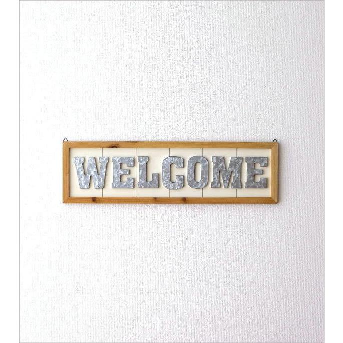 壁飾り 壁掛け WELCOME おしゃれ ウッド ブリキ 玄関 ドア サイン