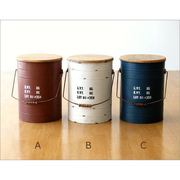 スツール 収納 ボックス アンティーク レトロ おしゃれ スチール 木製