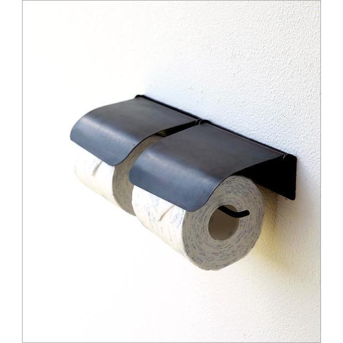 トイレットペーパーホルダー 2連 ダブル おしゃれ アイアン
