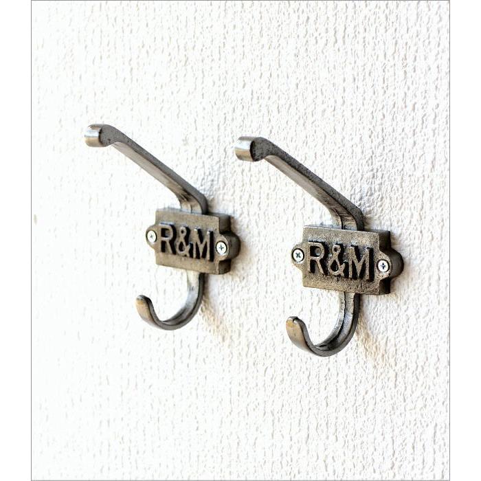 フック 壁 壁掛け ウォールフック アイアン おしゃれ 2個セット ロゴ
