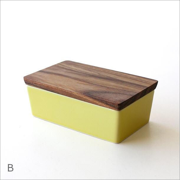 希少　陶器製パター　実用 バターケース 陶器 200g おしゃれ 日本製 木製 アカシア 栗の木