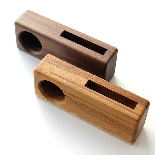 スマホスピーカー 木製 置くだけ スマホスタンド 卓上 おしゃれ Wood