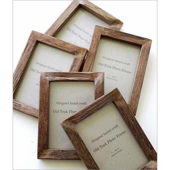 フォトフレーム 写真立て 木製 チーク材 おしゃれ L判 壁掛け 卓上