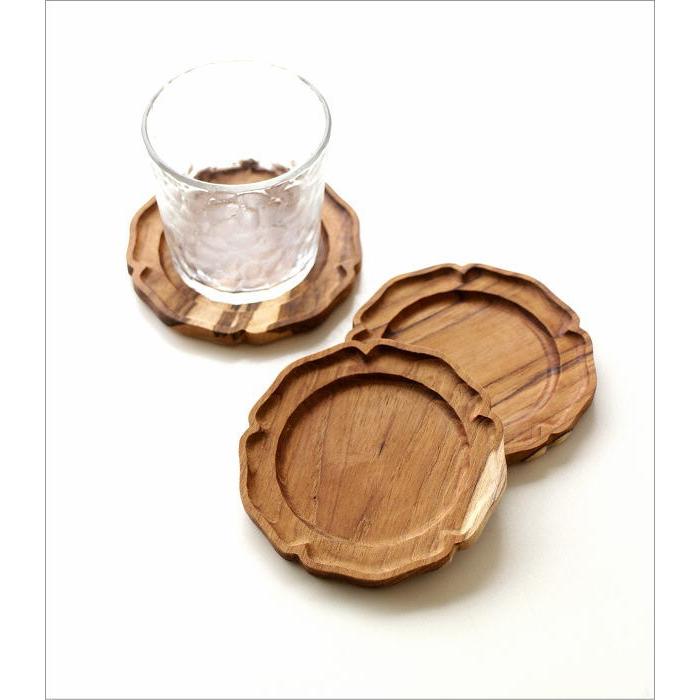 コースター おしゃれ チーク ウッド 木製 天然木 セット シンプル
