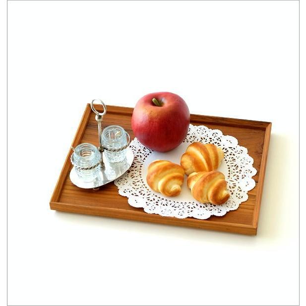 トレー トレイ 木製 お盆 チーク材 天然木 シンプル 木目 カフェ 北欧