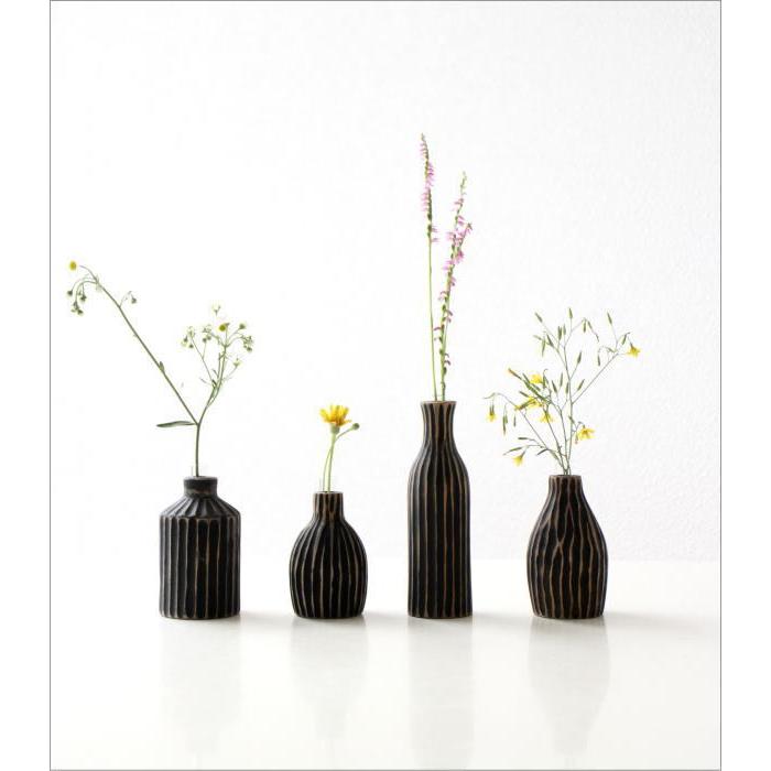 花瓶 花びん フラワーベース 木製 チーク 小さい おしゃれ 花器