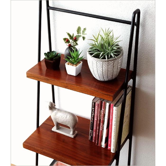 ラダーラック 棚 木製 飾り棚 飾棚 おしゃれ アイアンとアカシアの3段