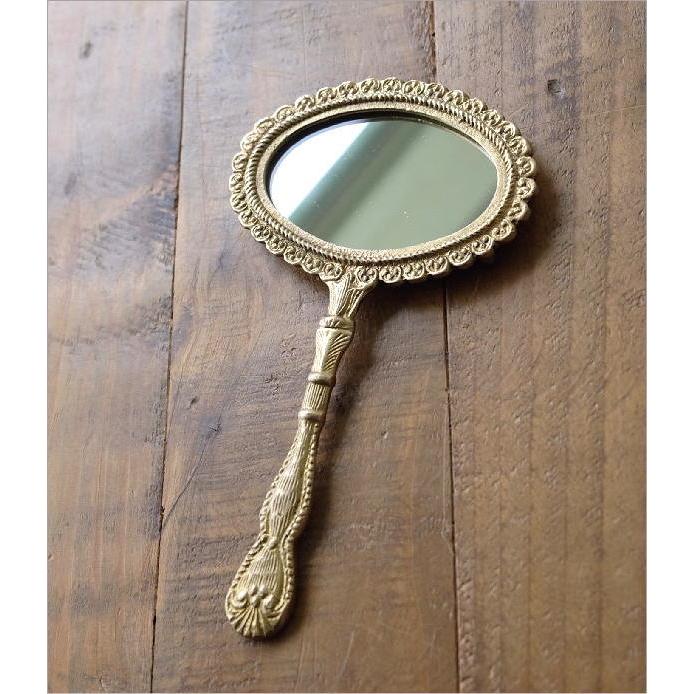 手鏡 ハンドミラー 真鍮 ブラス アンティーク ゴールド おしゃれ 高級