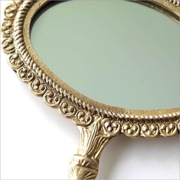 手鏡 ハンドミラー 真鍮 ブラス アンティーク ゴールド おしゃれ 高級