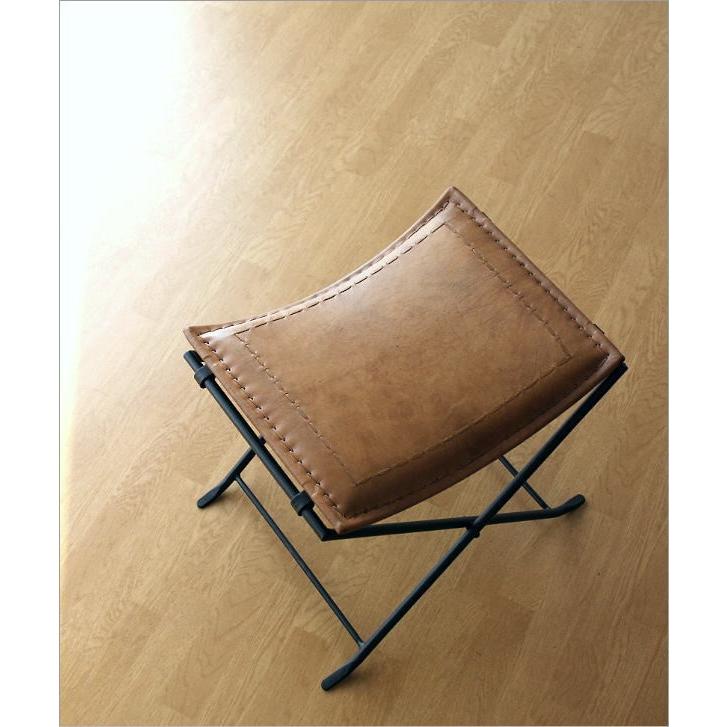 スツール アンティーク おしゃれ 椅子 いす イス ベンチ レザーチェア レザーチェアー 革製 鉄脚 レトロ モダン アイアンと本革の折りたたみスツール A Kan30 ギギリビング 通販 Yahoo ショッピング