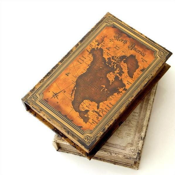 本型小物入れ ブック型収納ボックス 宝箱 洋書 シークレットボックス アンティーク調 レトロ アンティーク風 雑貨 ブックボックス マップ2タイプ Kan4037 ギギリビング 通販 Yahoo ショッピング